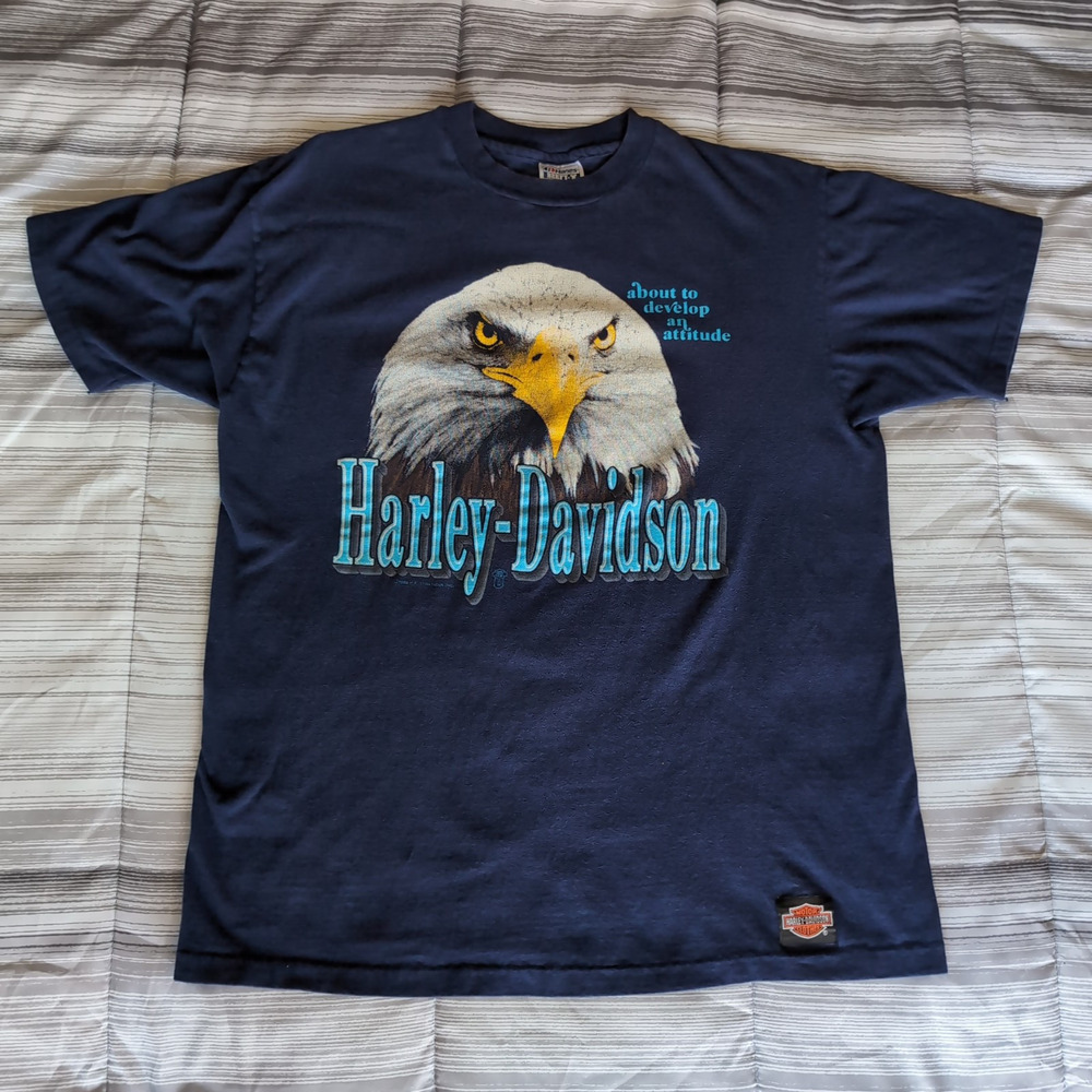 VTG 1990 Harley Davidson T Shirt XL Single Stitch Stratman 90s Eagle Attitude